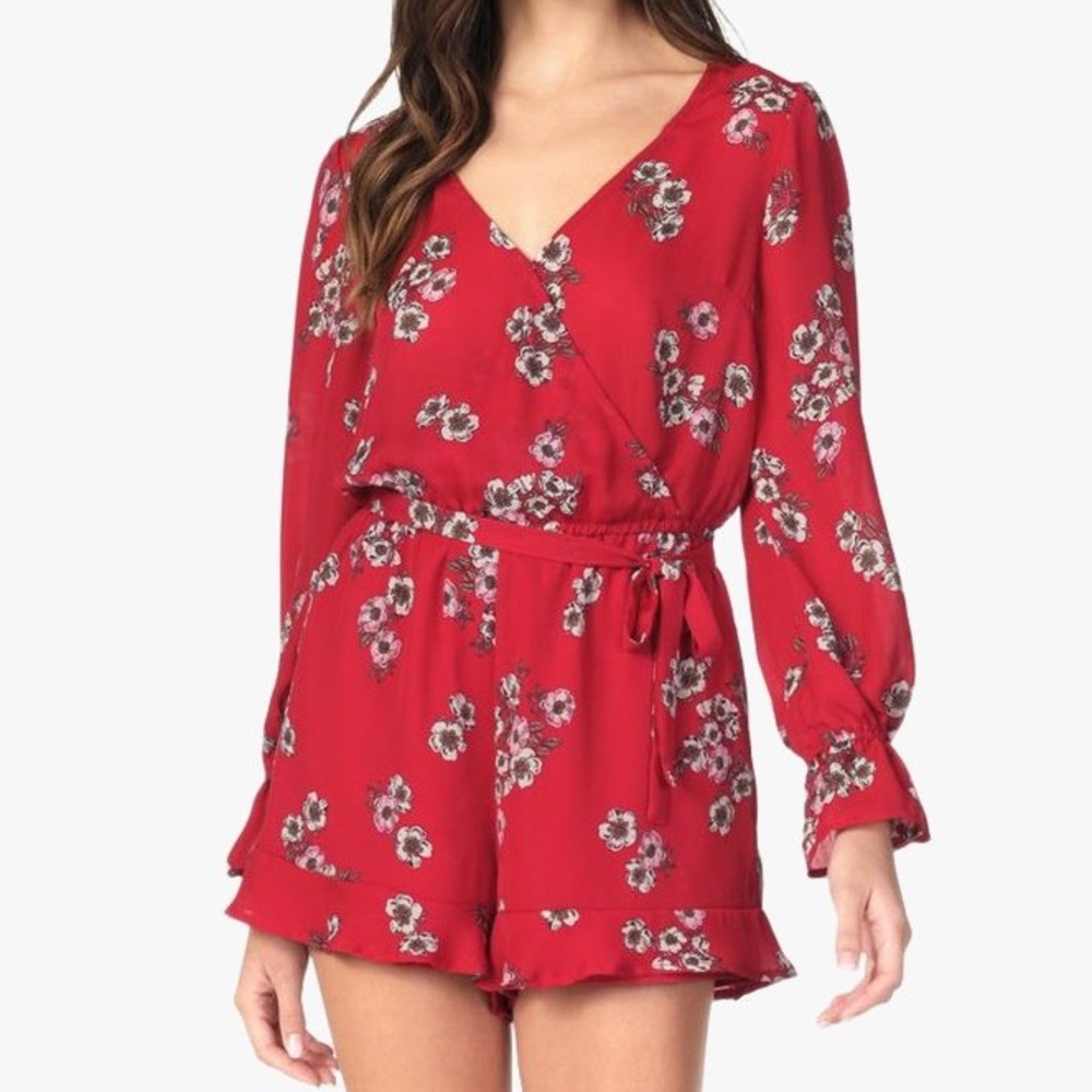 cupcakes and cashmere red floral romper